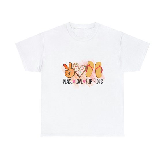 peace love Flip Flops Summer Vibes Beach Unisex Heavy Cotton Tee