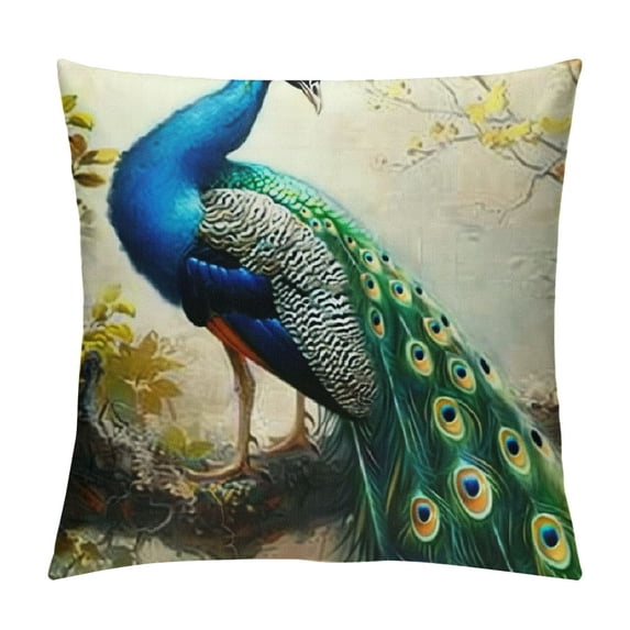 peacock bird Graphic Decorative Men Women Boy Girl Room Cushion Throw Pillow Cover for Home Couch Living Room Bed Sofa for Car Couch Bedroom 全年适用 Pillow Case 1PC