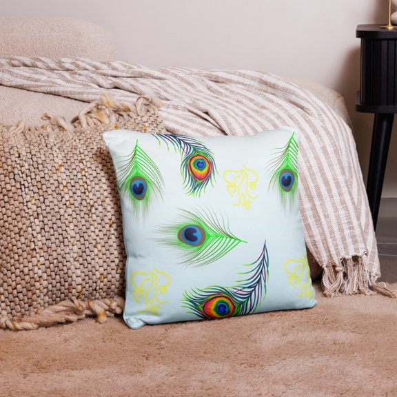 peacock print pillow (18″×18″)