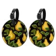 thumbnail image 1 of pear 2Pcs PU Leather Round Luggage Tags with Privacy Cover and Name ID Tag for Suitcase, Handbags, Backpacks, School Bags, 1 of 6