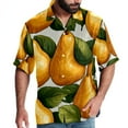 thumbnail image 1 of pear Men's Hawaiian Poplin Casual Printed Button Down Short Summer Beach Shirts, Unisex, 1 of 6