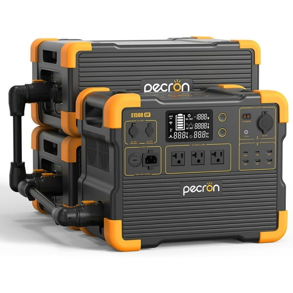 pecron Portable power station, E1500LFP with 2x3072Wh EP3000-48V Expandable to 7680Wh, LiFePO4 Battery Backup with 2200W AC Outlets