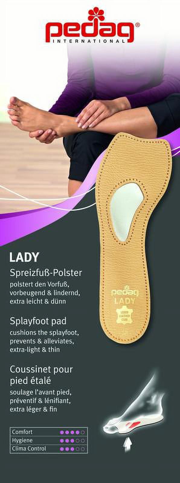 pedag? LADY Ultra Thin Leather 3/4 Insole with Metatarsal Pad Self Adhesive for All Heels, Tan, Size 11L