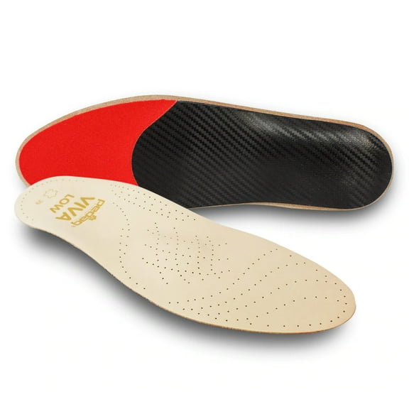 pedag® VIVA LOW Soft Flexible Leather Orthotic for Flat Feet Anti Odor Charcoal Metatarsal Pad and Heel Cushion, W11/8M