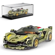 Ylutex Speed Champion Super Car Building Sets with Display Case, Model Car Building Kits Sports Building Blocks, Cool Simulation Cockpit Race Kits for Adults333 PCS