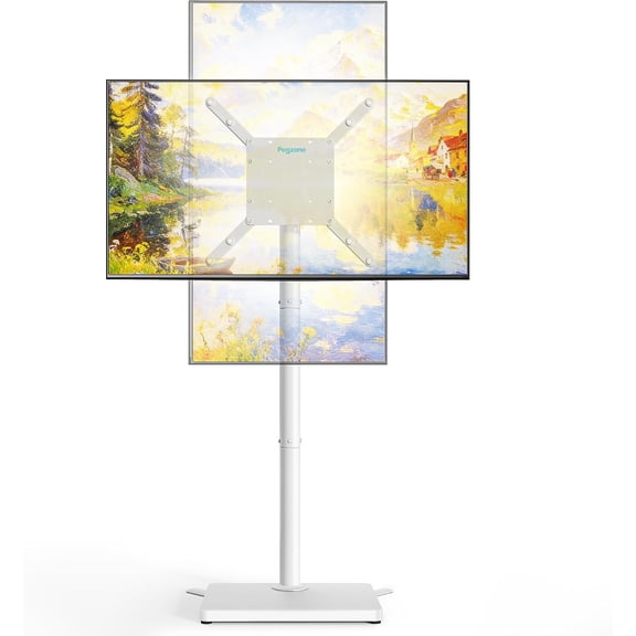 pegzone Floor TV Stand with Mount, 32-60 inch, 90 Degree Screen Rotation, Height Adjustable