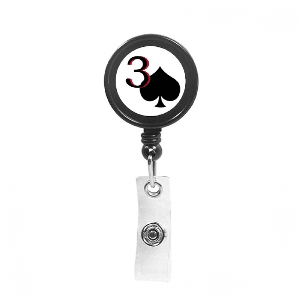 pejupiter spade 3 poker Retractable Keychain Badge Holder ID Badge