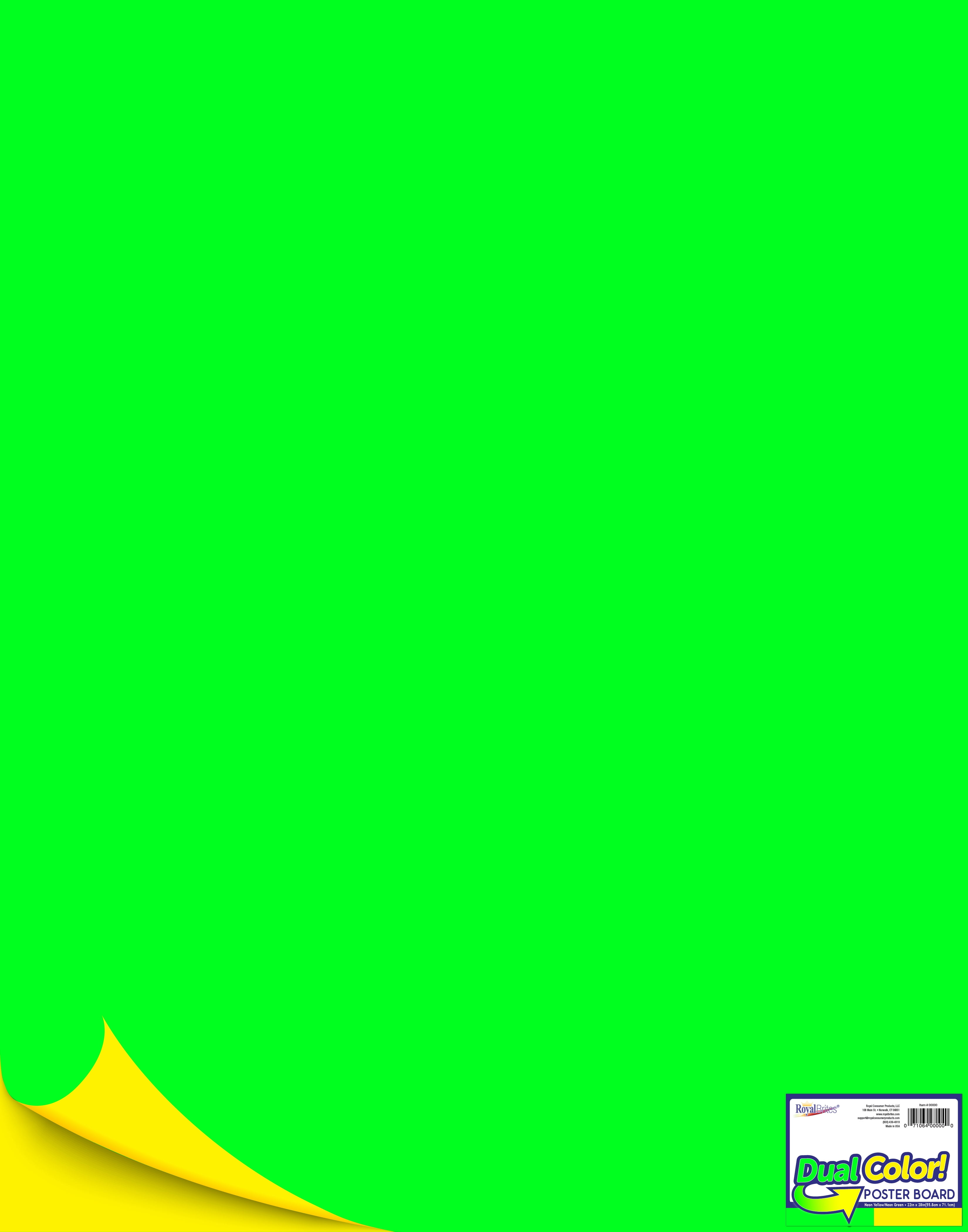 pen+GEAR Heavyweight Colorburst Dual Color Neon Green/Neon Yellow Poster Board, 22"x28", single sheet