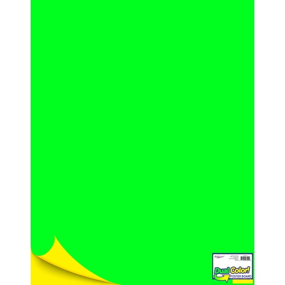 pen+GEAR Heavyweight Colorburst Dual Color Neon Green/Neon Yellow Poster Board, 22"x28", single sheet