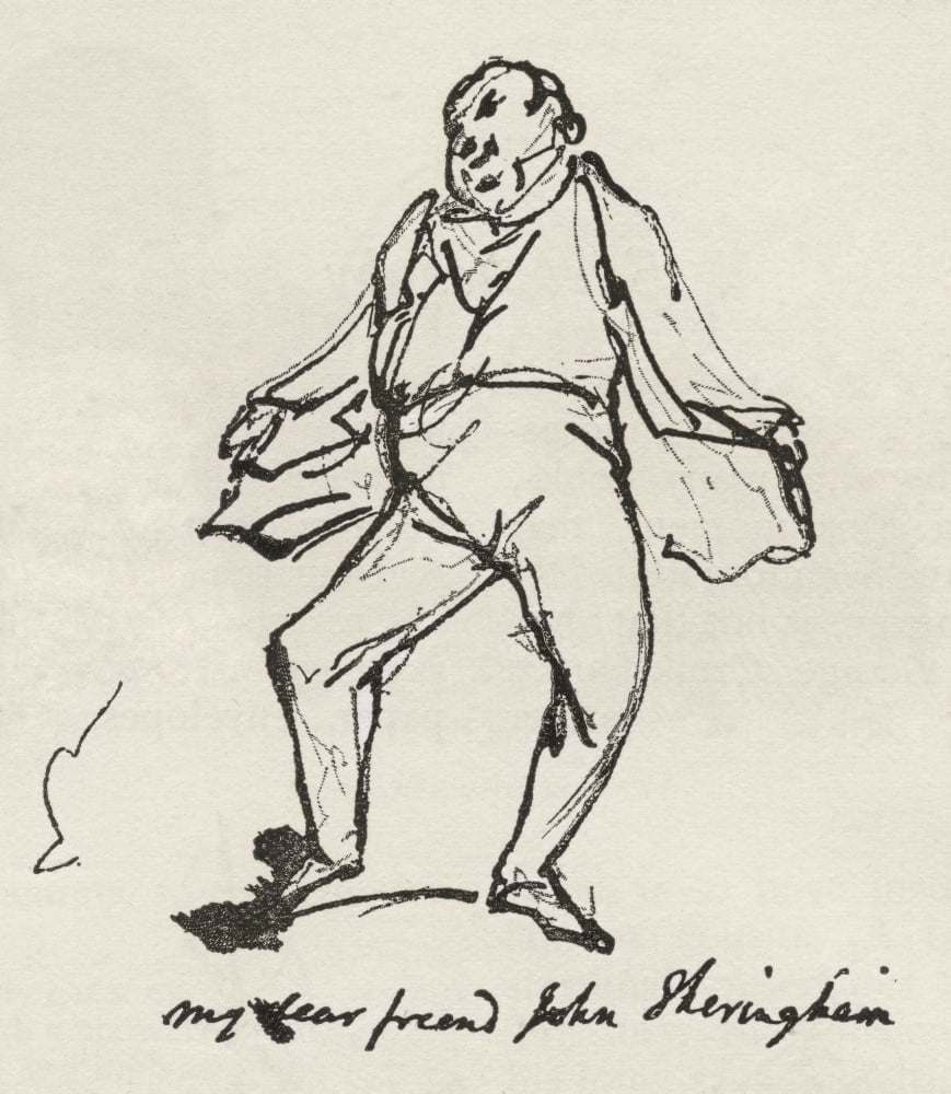 A pen and ink sketch by George Cruikshank of his friend Mr John Sheringham From The Strand Magazine published 1897 Canvas Art - Ken Welsh Design Pics (24 x 28)