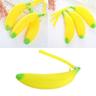 1pc Yellow Banana Silicone Pencil Case Kids Gift, Fruit Pen Bags, Children  Purse ,storage Organizer, Pouch With Zipper, School Supply, 