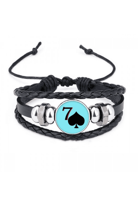 peneptune spade 7 poker bracelet braided leather woven wristband