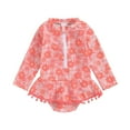 thumbnail image 1 of pengnight Kids Little Girl Summer Swimsuit ,18M 24M 2T 3T 4T 5T 6T Cute Floral Print Long Sleeve Rash Guard One-Piece Jumpsuit Swimwear Toddler Bathing Suit, 1 of 10