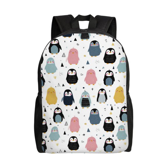 penguin pattern Backpack with 15 Inch Laptop Compartment,Water-Resistant Daypack, Large Capacity Backpack with Adjustable Breathable Shoulder Straps for Daily Use Travel Gym