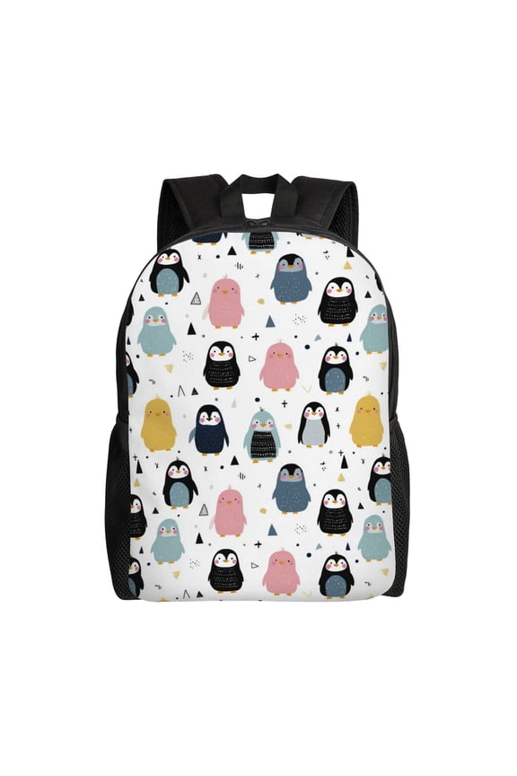 penguin pattern Backpack with 15 Inch Laptop Compartment,Water-Resistant Daypack, Large Capacity Backpack with Adjustable Breathable Shoulder Straps for Daily Use Travel Gym