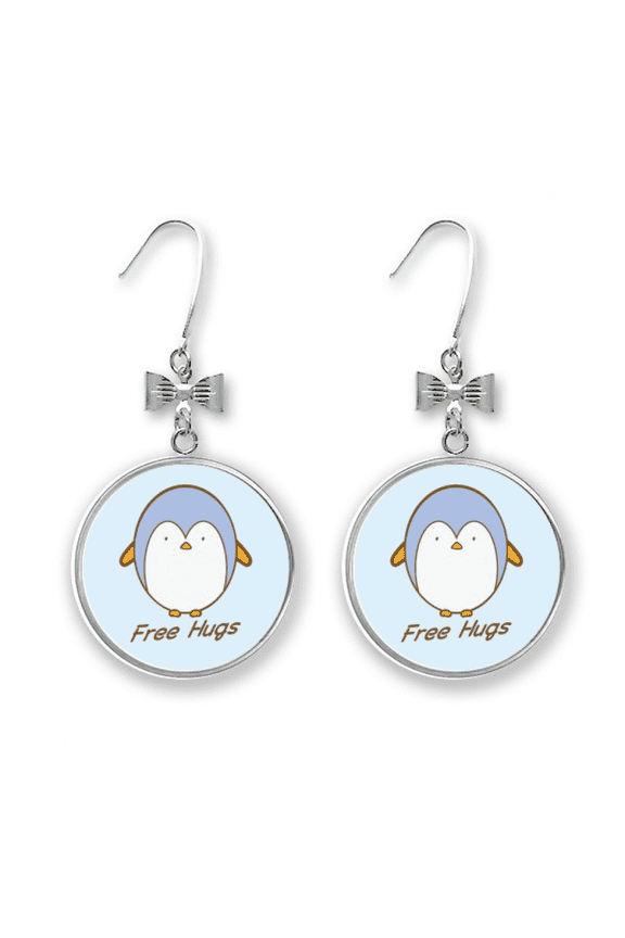penguin pet antarctic hug bow earrings drop stud pierced hook