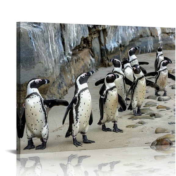 penguins beach rock wall Wall Decor for Bathroom Canvas Wall Art , Wall Decor For Bedroom Fashion Kitchen Wall Pictures Ready To Hang Room Home Art Decor