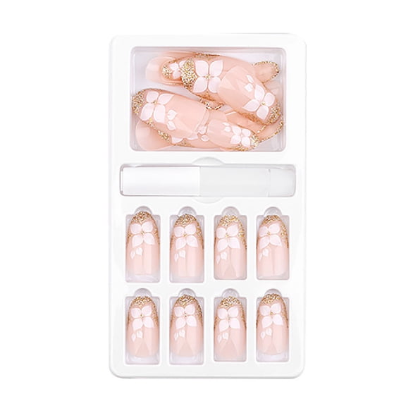 pengxiang Clearance Nails Kit Acrylic Set, Nails Reusable Stick On Nails Press on Full Cover False Nail Tips 24PC
