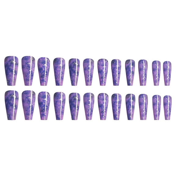 pengxiang Clearance Nails Kit Acrylic Set,Purple Nails 24 Pieces Nails Nail Set Including Nail Glue Acrylic Nail Glue To Ladies And Girls Nails