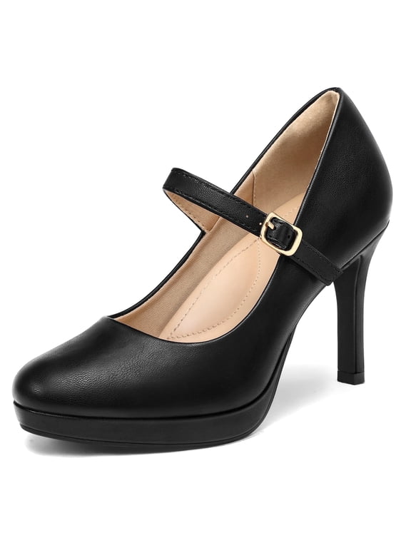 Pennysue Women's Pumps Closed Toe Mary Jane Pumps Round Toe Platform High Heel Dress Shoes