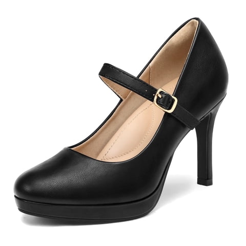 Pennysue Women's Pumps Closed Toe Mary Jane Pumps Round Toe Platform High Heel Dress Shoes