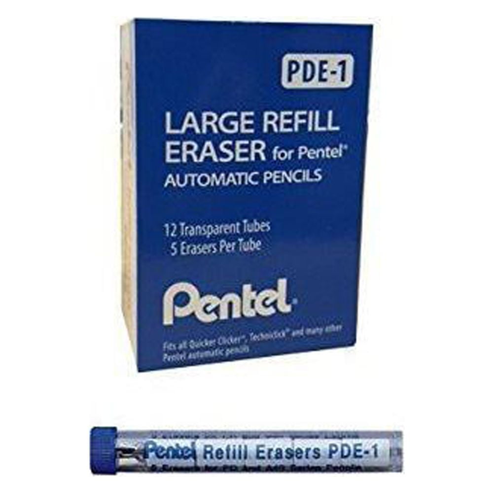 pentel refill eraser for al, ax and pd series pencils 5 pcs/tube, box