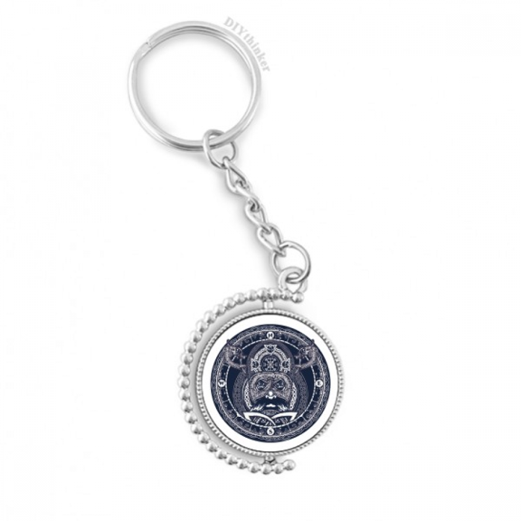 people compass art pattern rotatable keyholder disc accessories chain clip