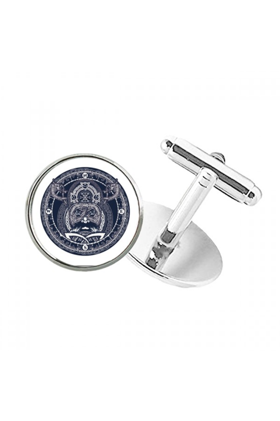 people compass art pattern round button cuff clip stud cufflinks