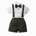 thumbnail image 1 of peqiut Baby Suits For Boys Toddler Boy Clothes Suit Piece Formal Dress Shirt With Bowtie Overall Short Pants Boys Gentleman Wedding Outfits Set, 1 of 7