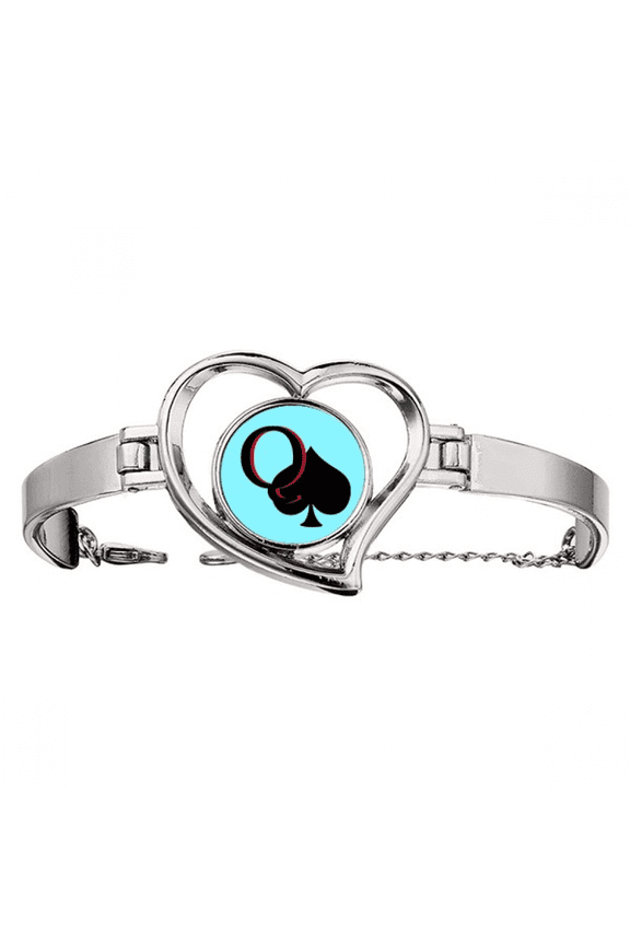 pequeen spade q poker bracelet heart jewelry wire bangle