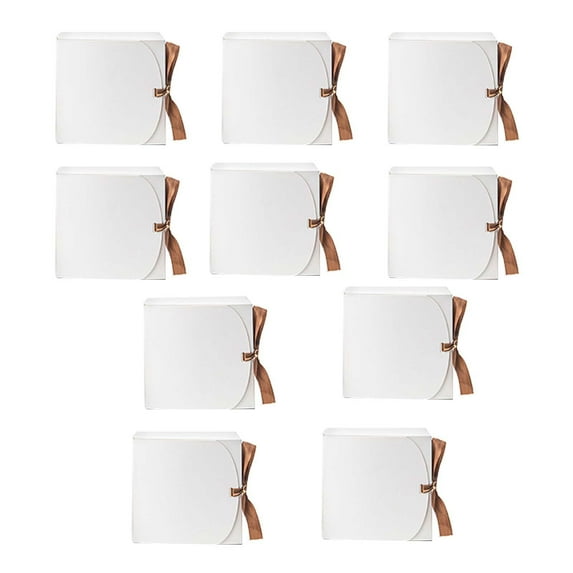 perfeclan 10Pcs Gift Boxes with Lids Candy Paper Boxes with Ribbon Paper Boxes Gift Packaging Box for All Occasion Weddings Baby Shower White 11.5cm