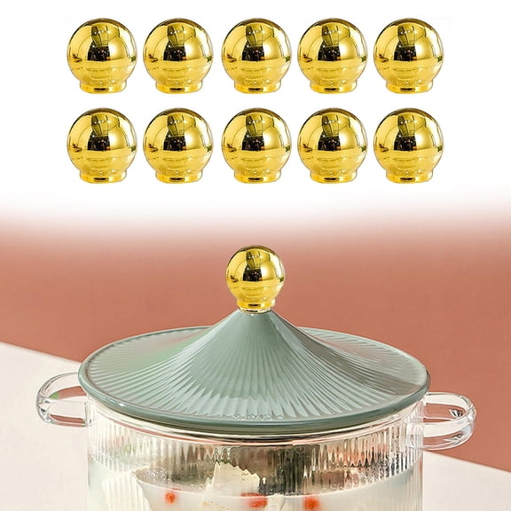 perfeclan 10x Lid Handle Beads, Decoration, Decorative Accessories, Pendants, DIY, Crafts, Versatile, 19 Mm Round Beads for Fruit Boxes Gold