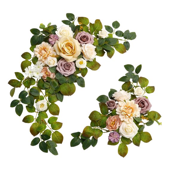 perfeclan 2Pcs Wedding Arch Flowers Artificial Flower Rustic Centerpiece Wedding Decor Flower Arrangement for Wedding Ceremony Backdrop Champagne