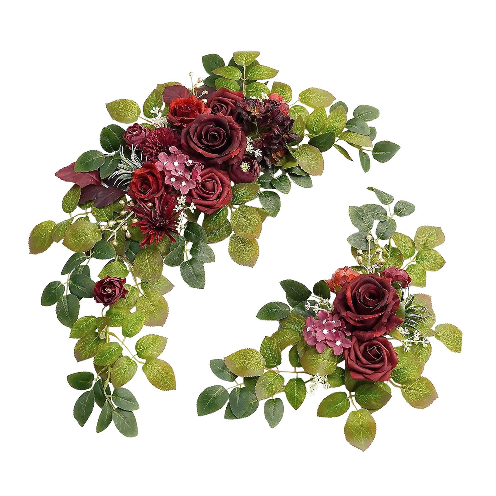 perfeclan 2Pcs Wedding Arch Flowers Artificial Flower Rustic Centerpiece Wedding Decor Flower Arrangement for Wedding Ceremony Backdrop Red