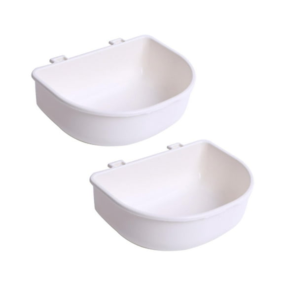 perfeclan 2x Crate Dog Bowls Water Feeder Dish Easily to Mount Slow Feeding for Wire Cages or Crates for Birds Small Dogs Rabbit Cat Pets White