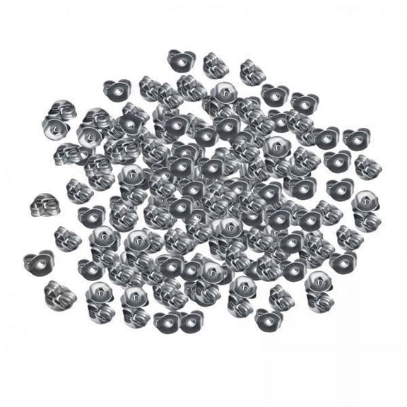 perfeclan 2x100 Pieces Earring Backs Replacements, Locking Earring Backings Stainless Steel Metal Earplugs Butterfly Ear Nut Lockings 4mmx5mm , 2 Pcs