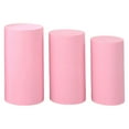 thumbnail image 1 of perfeclan 3 Pieces Cylinder Plinth Stand Covers,Cylinder Plinth Covers Elegant Cylinder Pedestal Covers for Anniversary Events Holidays Pink, 1 of 9