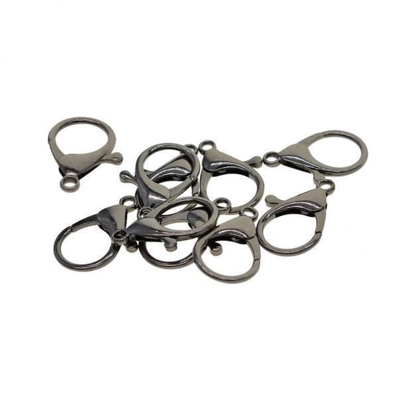 perfeclan 3x10Pcs 33mm Curved Lobster Claw Clasps Jewelry Findings Keychian Rings Black 3 Pcs