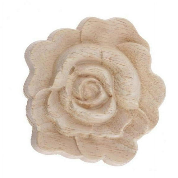 perfeclan 3xFlowers Shaped Wood Carved Applique Unpainted Decal Furniture Decors 7cm