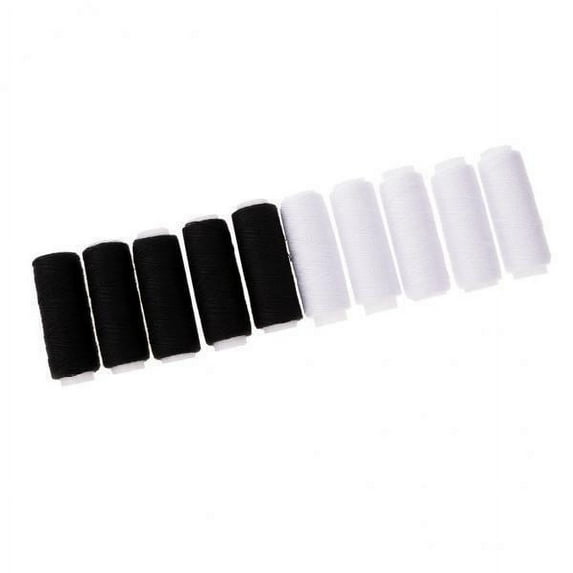 perfeclan 4x10 Spools Leather Jeans Sewing Thread Strong for Hand / Machine black white 4 Pcs