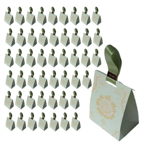 perfeclan 50 Pieces Wedding Candy Boxes Small Gift Boxes Paper Treat Boxes Decor Empty Wedding Favors Boxes Chocolate Boxes for Banquet Green
