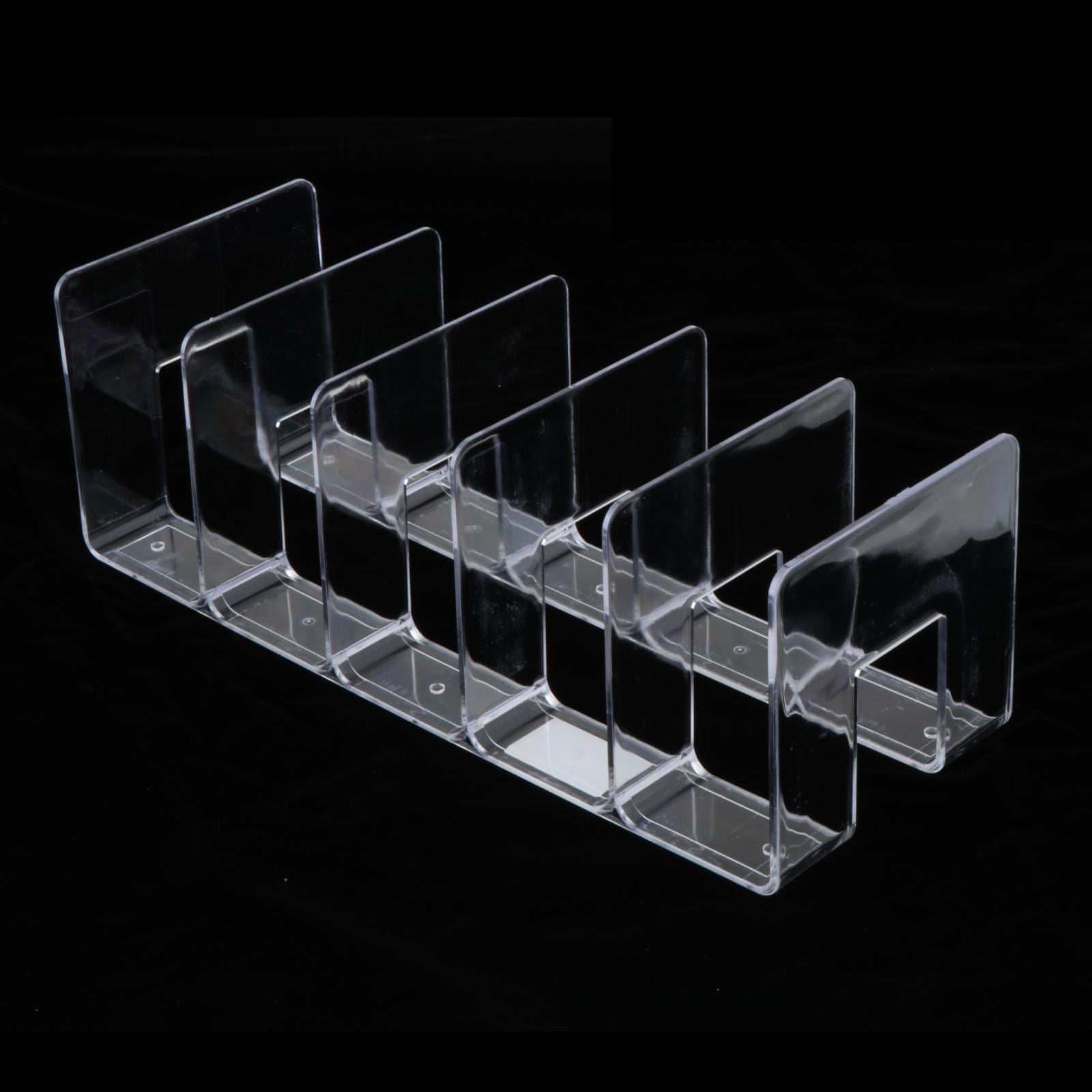 perfeclan Acrylic File Organizer 5 Compartment Book Stand s Display 5 Upright Section File Holder for Desk Home Bookcase Recipe