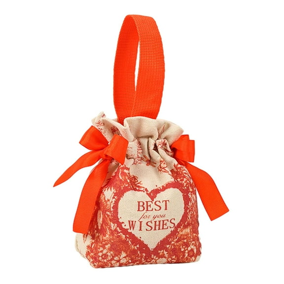 perfeclan Bridal Bag Drawstring Bag Wedding Stylish Lightweight Portable Candy Bag Drawstring Pouch for Prom Wedding Essentials Present Orange