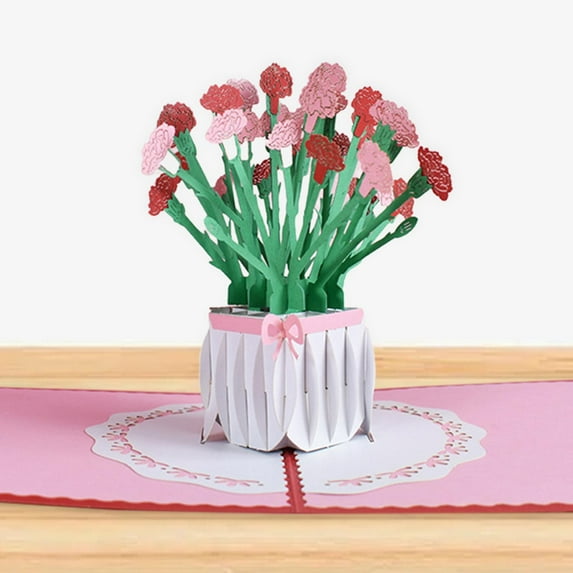 perfeclan Card Birthday Card for Mom Carnation 3D Greeting Card Flower Popup Card for Her Wife Family Wedding Appreciation