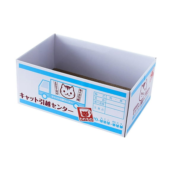 perfeclan Cardboard Cat Scratching Box, Catnip Box, Bed Grinding Claws, Kitty, Large Wide Lying Box, Compact Cat Scratching Pad, Corrugated Cardboard Light blue