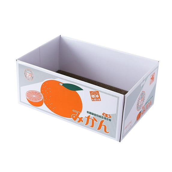 perfeclan Cardboard Cat Scratching Box, Catnip Box, Bed Grinding Claws, Kitty, Large Wide Lying Box, Compact Cat Scratching Pad, Corrugated Cardboard Orange