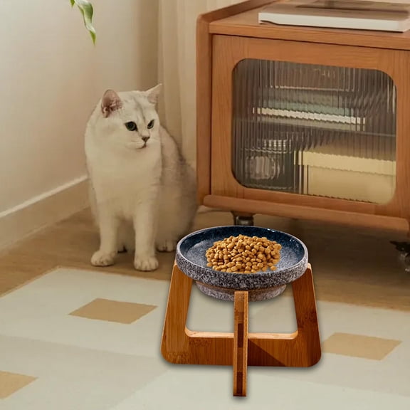 perfeclan Cat Bowl Dog Bowl Protect Pet Necks Wood Bracket Snack Containerfood Container Cat Food Dish for Puppy Indoor Cats Small Dogs C