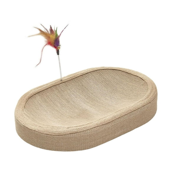perfeclan Cat Scratcher Bed Cat Scratching Board Kitty Couch Furniture Protector Sofa Grinding Claw Kitten Cat Scratch Pad Nest oval with cat teaser