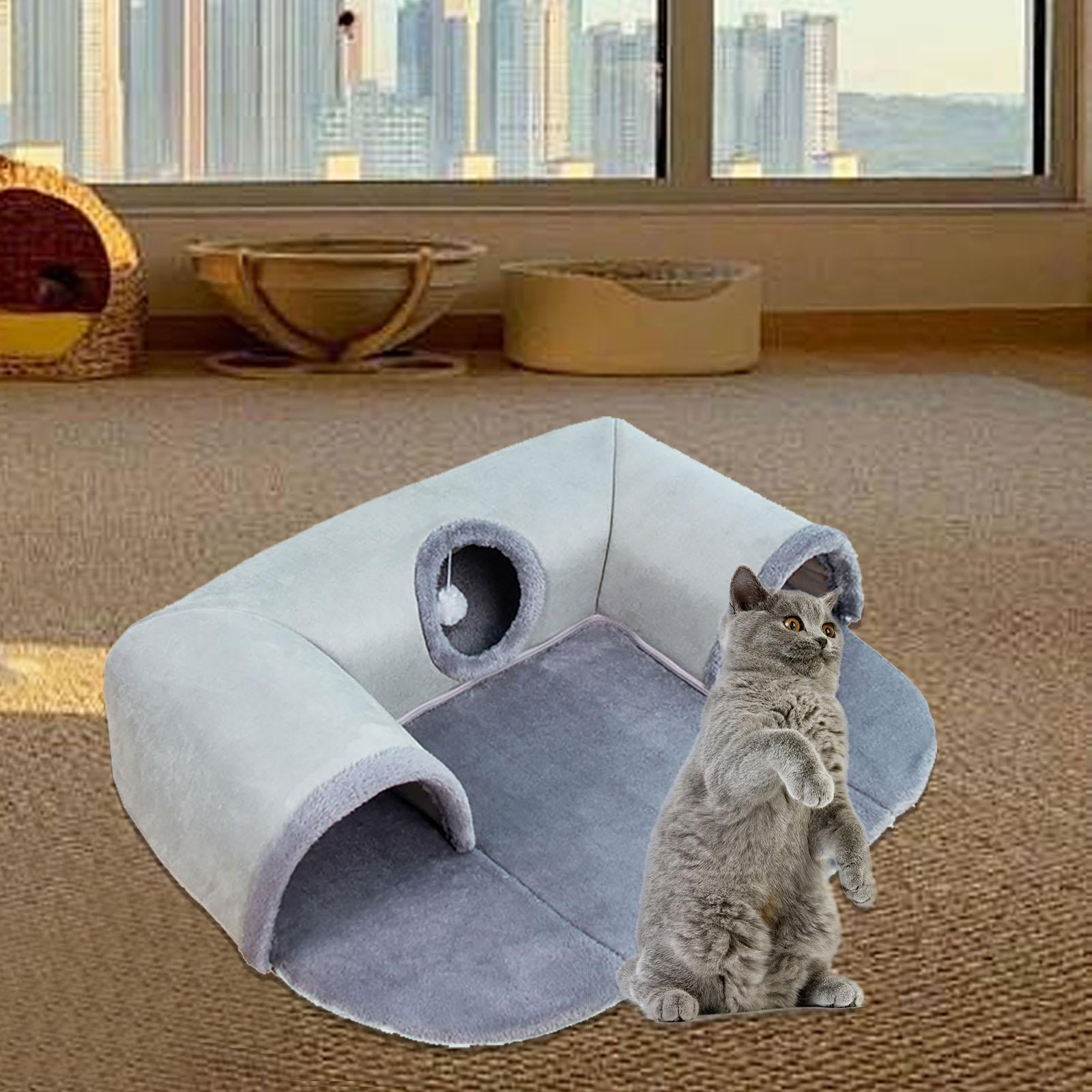 perfeclan Cat Tunnel Bed, Play House, Exercise with Play Ball Toy, U