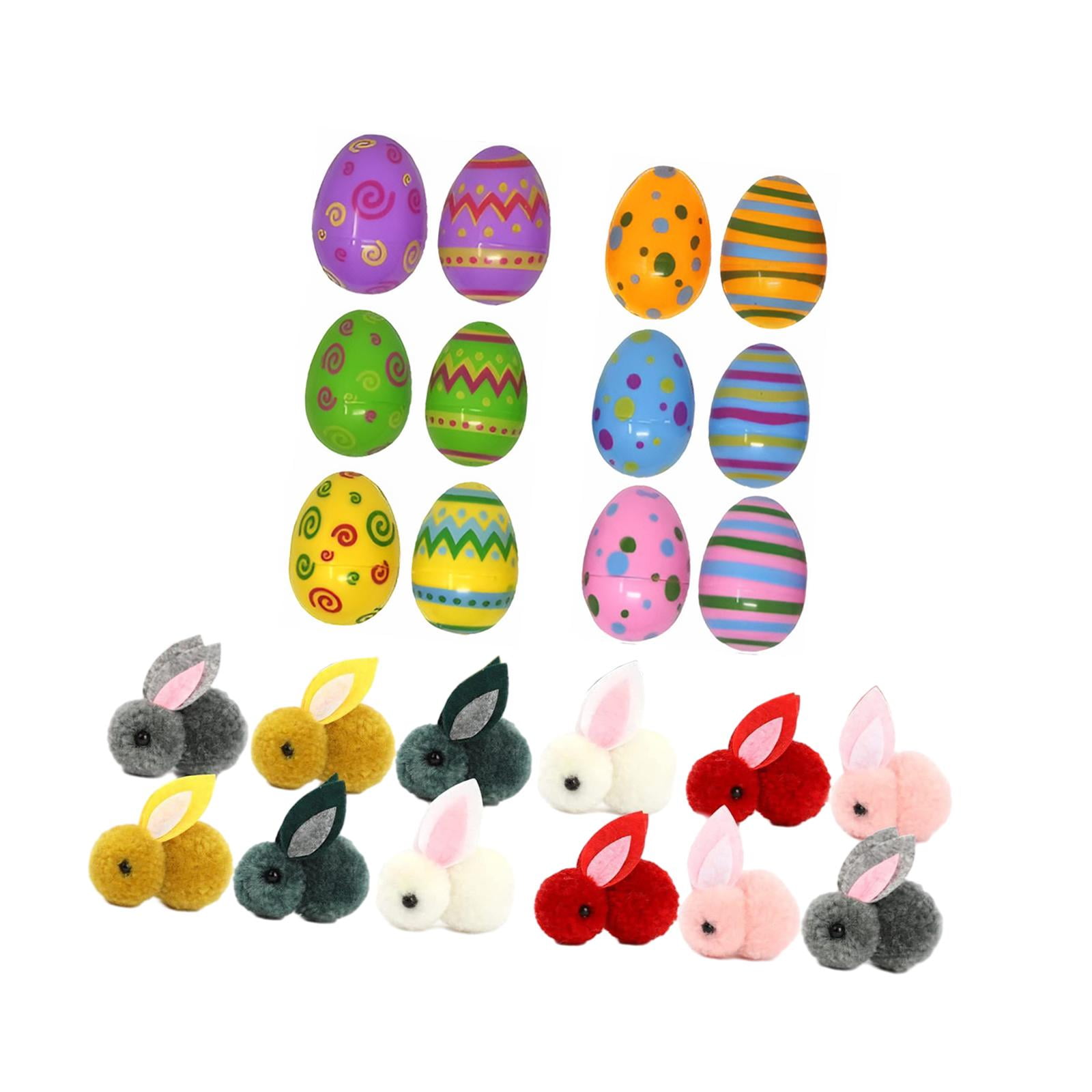 perfeclan Easter Eggs Easter Basket Stuffers with Easter Bunnies Presents Classroom Prize for Kids Decorative Plush Rabbits Stuffed Toy 12 Eggs